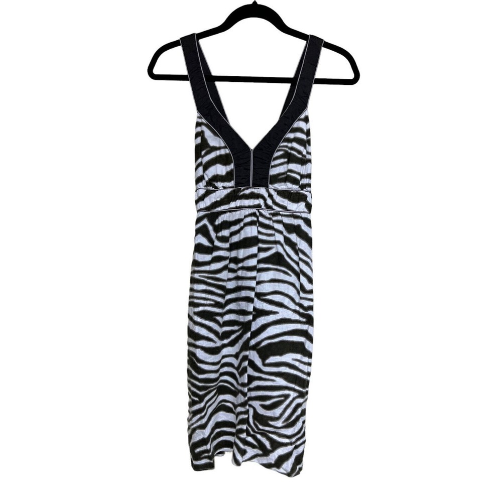 BANANA REPUBLIC Brown Zebra Print V-Neck Sleeveless A Line Dress Women’s Size 6P